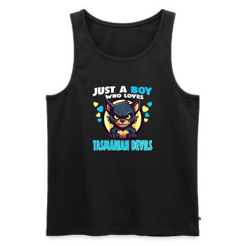 Just a Boy who Loves tasmanian Devils - Men's Premium Organic Tank Top - black - Front - AI Model Male 178 light (178cm)