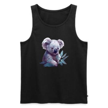 Cute koala with eucalyptus leaf - Men's Premium Organic Tank Top - black - Front - AI Model Male 178 light (178cm)