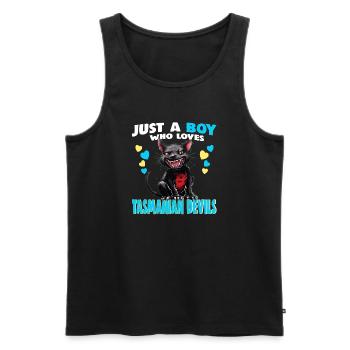 Just a Boy who Loves tasmanian Devils - Men's Premium Organic Tank Top - black - Front - AI Model Male 178 light (178cm)