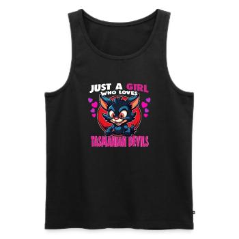 Just a Girl who Loves tasmanian Devils - Men's Premium Organic Tank Top - black - Front - AI Model Male 178 light (178cm)