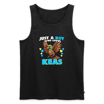Just a Boy who Loves Keas - Männer Premium Bio Tank Top - Schwarz - Vorne - AI Model Male 178 light (178cm)