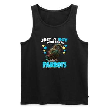 Just a Boy who Loves Parrots - Männer Premium Bio Tank Top - Schwarz - Vorne - AI Model Male 178 light (178cm)