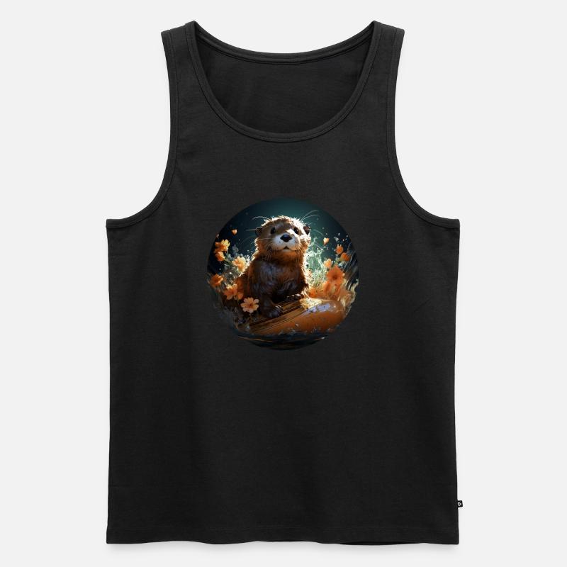 Surfboard Sea Otter - Männer Premium Bio Tank Top - Schwarz