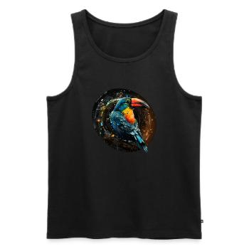 Toucan in Space retro style - Men's Premium Organic Tank Top - black - Front - AI Model Male 178 light (178cm)