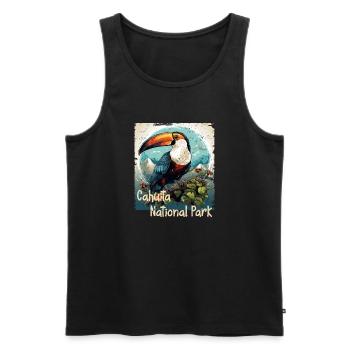 Cahuita National Park Tukan retro style - Männer Premium Bio Tank Top - Schwarz - Vorne - AI Model Male 178 light (178cm)