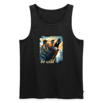 Be Wild - Men's Premium Organic Tank Top - black - Front - Michal (187cm)