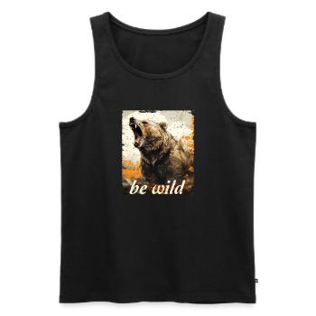 be wild Grizzly retro style - Men's Premium Organic Tank Top - black - Front - Michal (187cm)