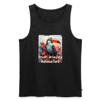 Rincon de la Vieja Tukan retro style - Men's Premium Organic Tank Top - black - Front - Michal (187cm)