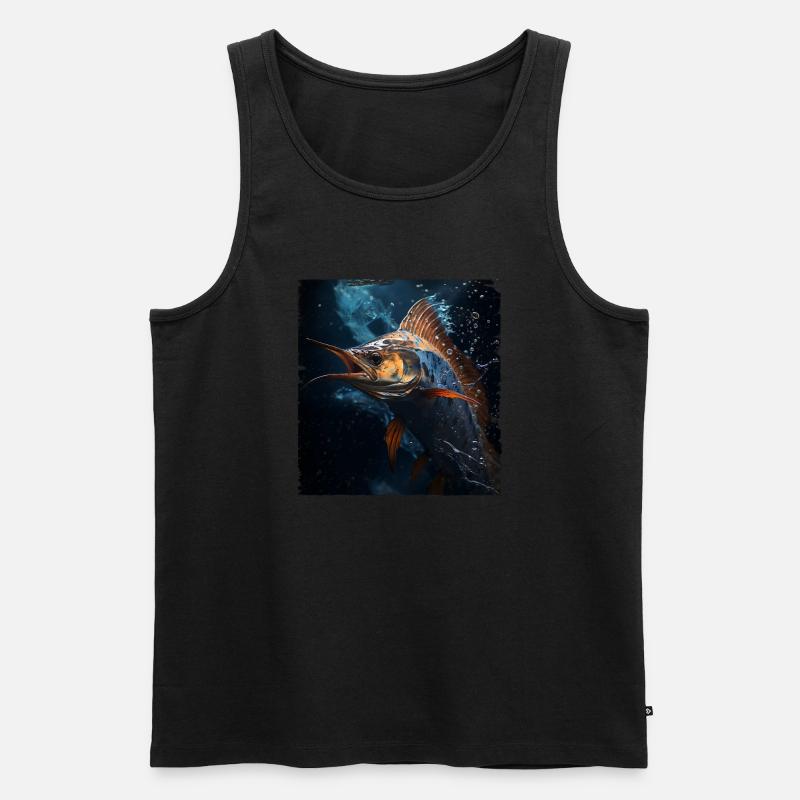 Marlin under Water retro style - Männer Premium Bio Tank Top - Schwarz