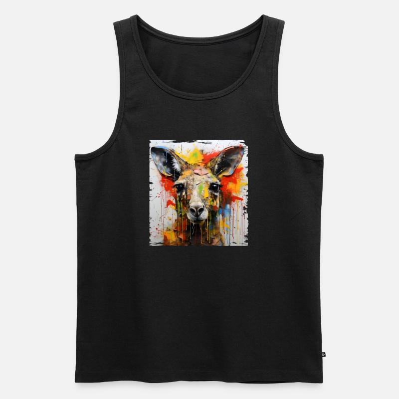 Kangaroo Graffiti - Männer Premium Bio Tank Top - Schwarz