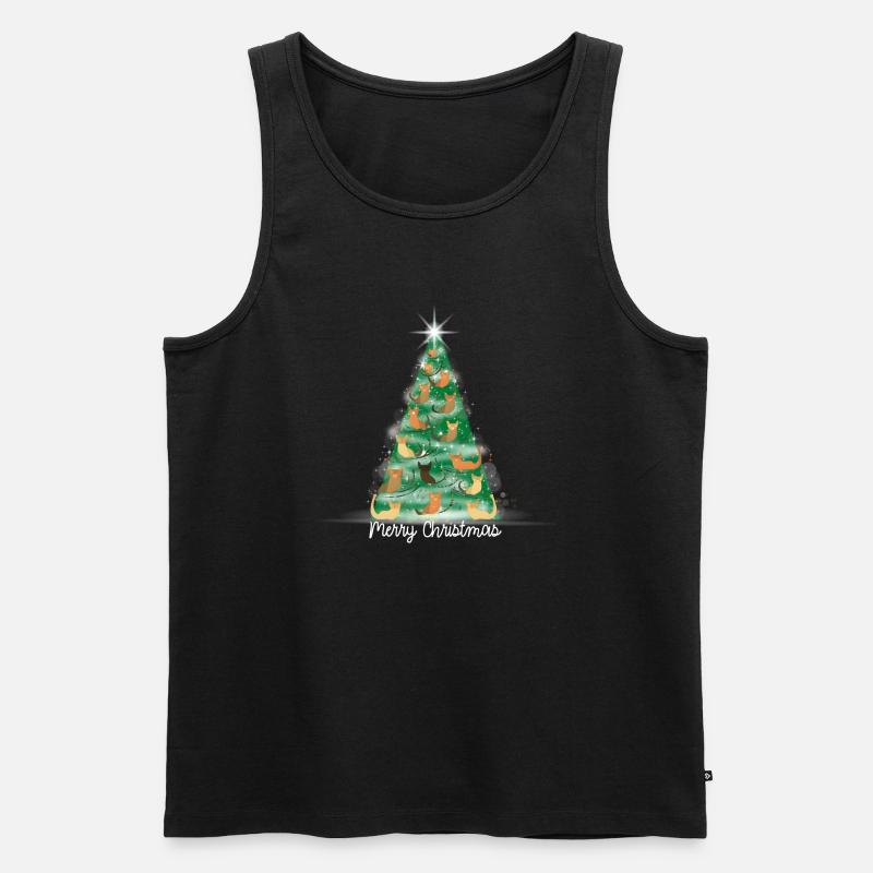 Merry Christmas Tree - Männer Premium Bio Tank Top - Schwarz