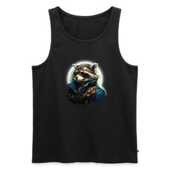 Steampunk Raccoon in sunlight - Men's Premium Organic Tank Top - black - Front - AI Model Male 178 light (178cm)