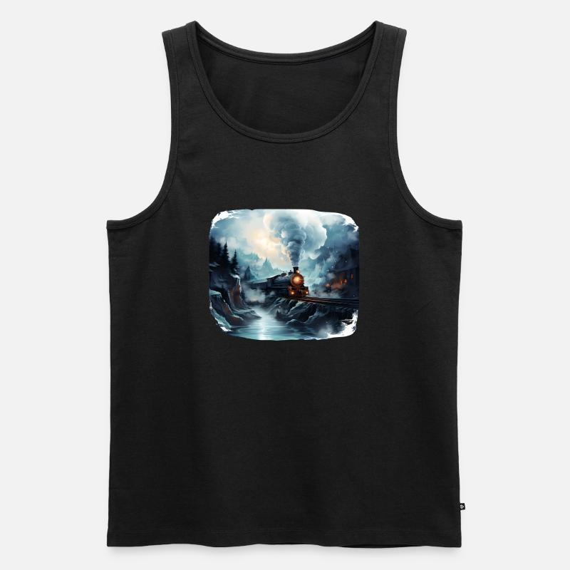 Dampflok - Männer Premium Bio Tank Top - Schwarz