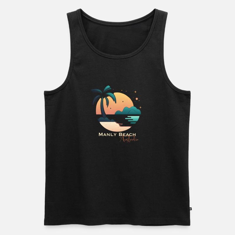 Manly Beach Australia - Männer Premium Bio Tank Top - Schwarz