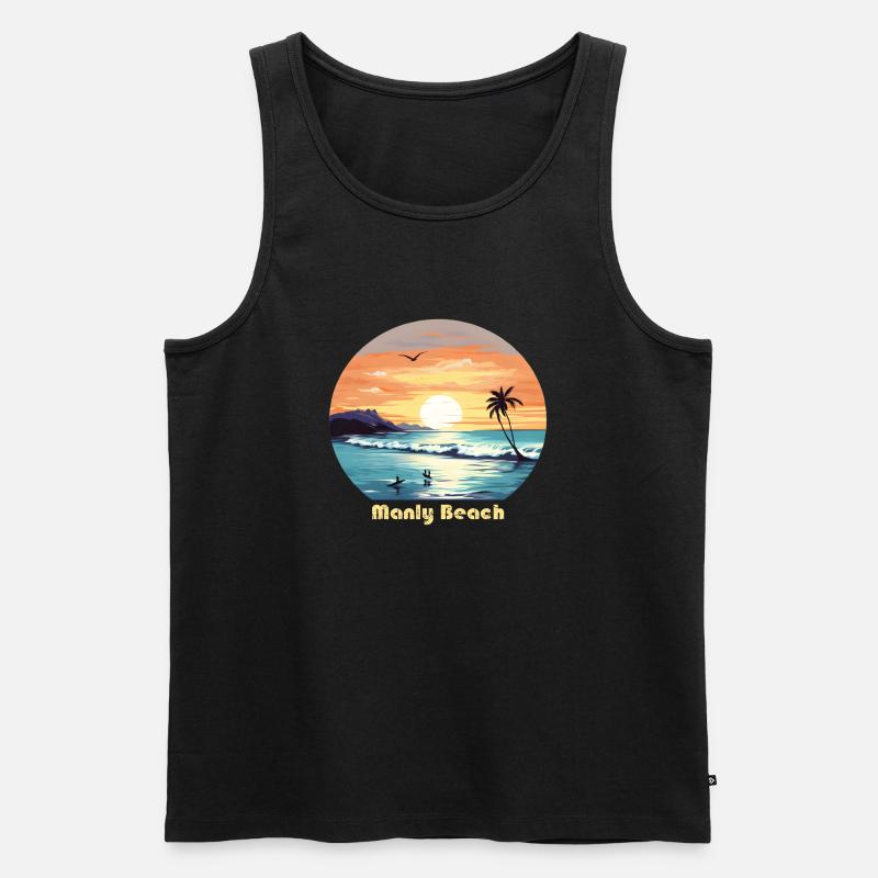 Manly Beach - Männer Premium Bio Tank Top - Schwarz