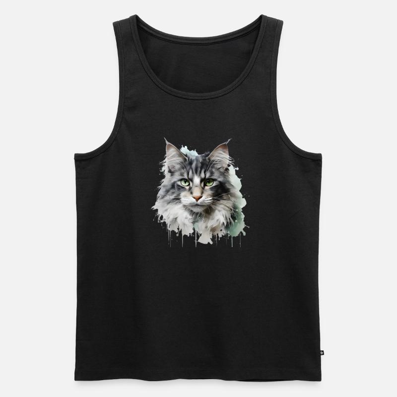 Cute Cat Face - Männer Premium Bio Tank Top - Schwarz