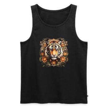 Tiger Illustration - Men's Premium Organic Tank Top - black - Front - Michal (187cm)