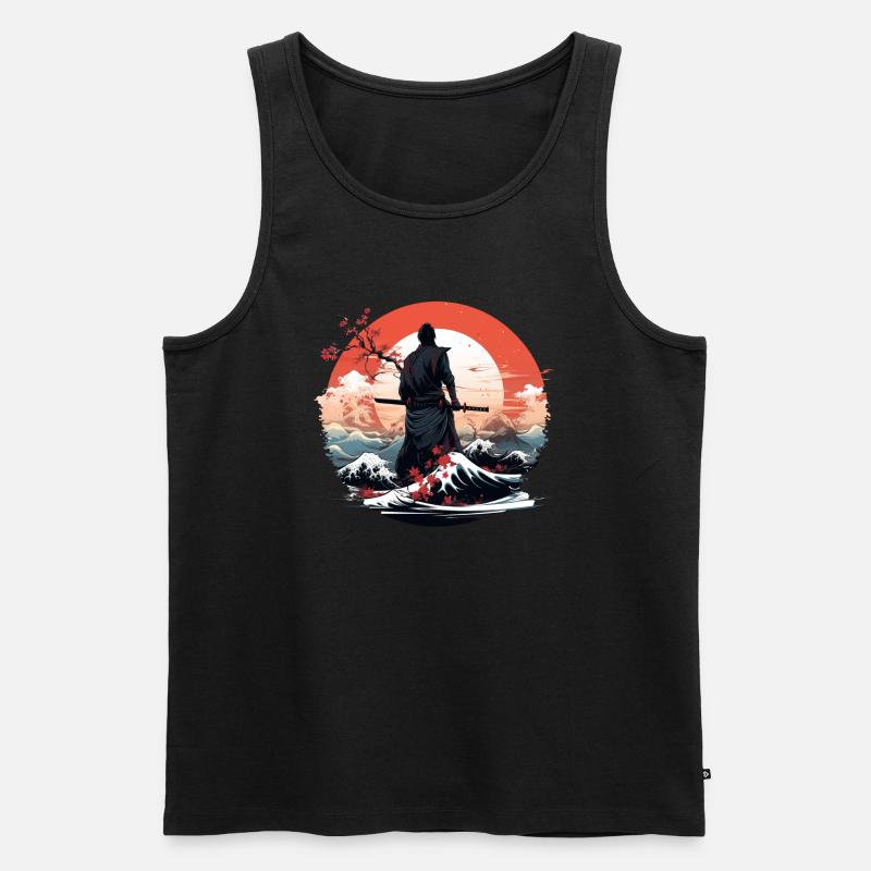 Samurai mit Katana - Männer Premium Bio Tank Top - Schwarz