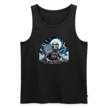 Joyeux zombie d’Halloween sortant de la tombe - Débardeur bio Premium Homme - noir - Devant - Michal (187cm)