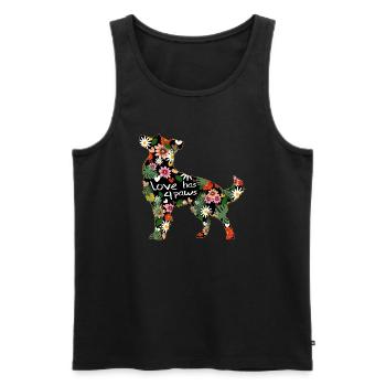 Border Colli floral pattern - Men's Premium Organic Tank Top - black - Front - AI Model Male 178 light (178cm)