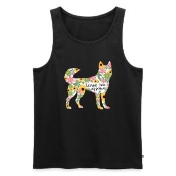 Husky amoureux des plantes - Débardeur bio Premium Homme - noir - Devant - AI Model Male 178 light (178cm)