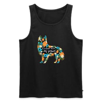 Shetland Sheepdog Heart Flowers - Men's Premium Organic Tank Top - black - Front - Michal (187cm)