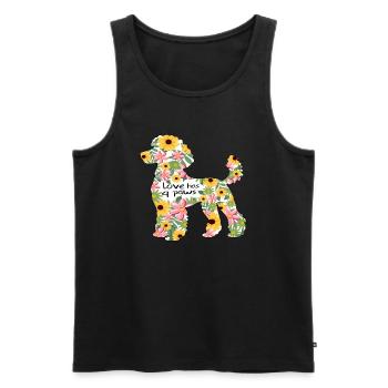 Poodle Flowers Dog Design love has paws - Men's Premium Organic Tank Top - black - Front - Michal (187cm)