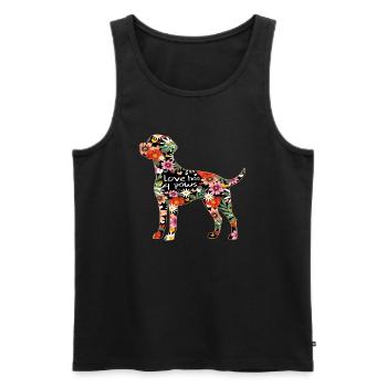 Le Labrador et les fleurs - Débardeur bio Premium Homme - noir - Devant - Michal (187cm)