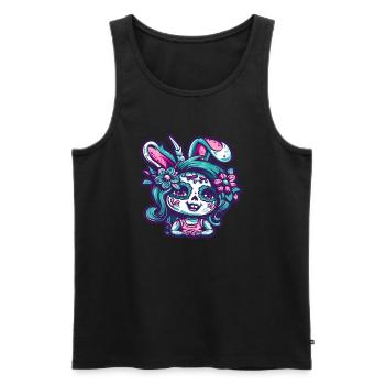 Osterhase emo hase mädchen - Männer Premium Bio Tank Top - Schwarz - Vorne - AI Model Male 178 light (178cm)