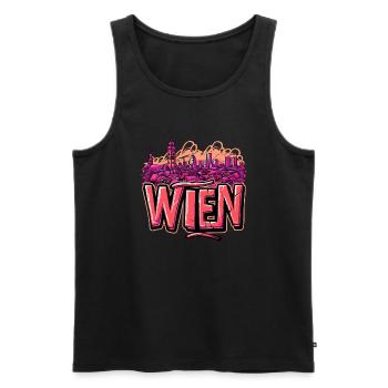 Vienne, Autriche, Capitale, graffiti - Débardeur bio Premium Homme - noir - Devant - Michal (187cm)