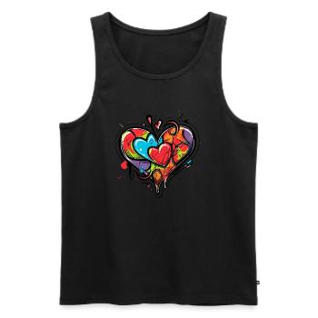 Herz graffiti - Männer Premium Bio Tank Top - Schwarz - Vorne - Michal (187cm)