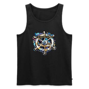 Permis de bateau Capitaine Skipper - Débardeur bio Premium Homme - noir - Devant - AI Model Male 178 light (178cm)