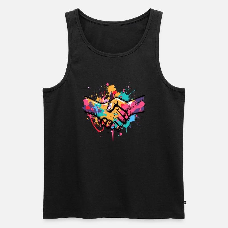 Handschlag graffiti - Männer Premium Bio Tank Top - Schwarz