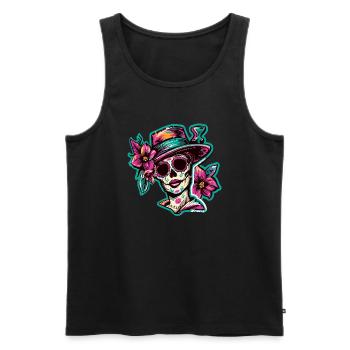 Halloween Mexico muertos skull - Men's Premium Organic Tank Top - black - Front - AI Model Male 178 light (178cm)
