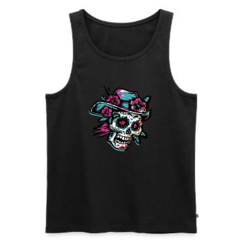 Skull Neon Muertos - Men's Premium Organic Tank Top - black - Front - AI Model Male 178 light (178cm)