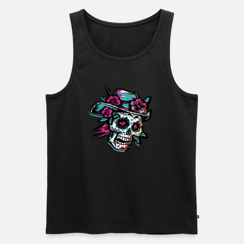 skull neon muertos - Männer Premium Bio Tank Top - Schwarz