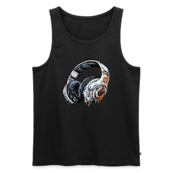 Headphones beats musicians in the studio - Men's Premium Organic Tank Top - black - Front - AI Model Male 178 light (178cm)