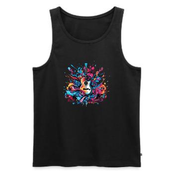 Gitarre akustisch im Farbenhimmel - Männer Premium Bio Tank Top - Schwarz - Vorne - AI Model Male 178 light (178cm)