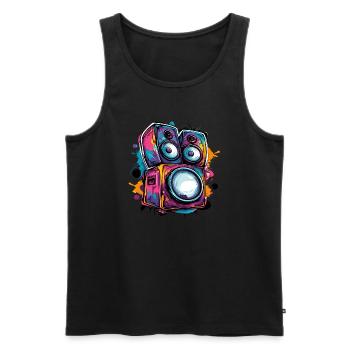 Musikanlage retro vintag music - Männer Premium Bio Tank Top - Schwarz - Vorne - Michal (187cm)