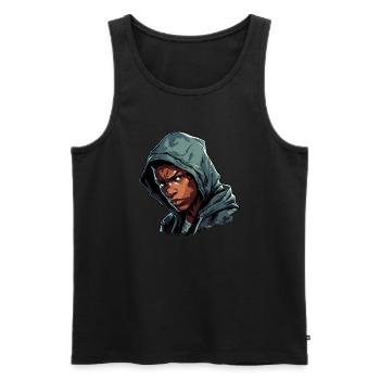 Boxer in training before the fight in the ring - Men's Premium Organic Tank Top - black - Front - Michal (187cm)