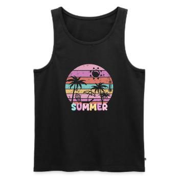 Summer Palm Trees Beach Relax Holiday Sunset - Men's Premium Organic Tank Top - black - Front - AI Model Male 178 light (178cm)