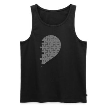 Passende Paare Halbherz Valentinstag Grau 1 - Männer Premium Bio Tank Top - Schwarz - Vorne - Michal (187cm)
