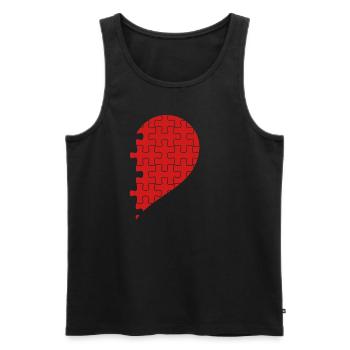 Passende Paare Halbherz Valentinstag Rot 1 - Männer Premium Bio Tank Top - Schwarz - Vorne - Michal (187cm)