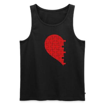 Passende Paare Halbherz Valentinstag Rot 2 - Männer Premium Bio Tank Top - Schwarz - Vorne - Michal (187cm)