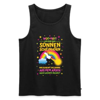 Sonnenscheinhorn - Mir scheint Sonne aus dem Arsch - Männer Premium Bio Tank Top - Schwarz - Vorne - Michal (187cm)