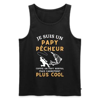 pêcheur Homme Papy pêcheur Cadeau pêcheur, pêche - Débardeur bio Premium Homme - noir - Devant - Michal (187cm)