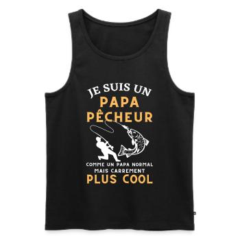 pêcheur Homme Papa pêcheur Cadeau pêcheur, pêche - Débardeur bio Premium Homme - noir - Devant - Michal (187cm)