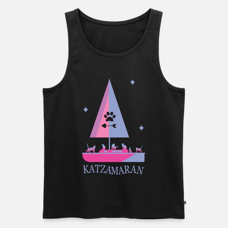 Katzamaran Boot - Männer Premium Bio Tank Top - Schwarz