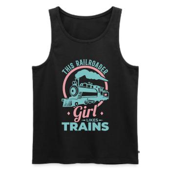 Railroad Girl - Men's Premium Organic Tank Top - black - Front - AI Model Male 178 light (178cm)