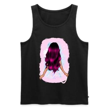 Girl woman beauty long pink hair with flower - Men's Premium Organic Tank Top - black - Front - Michal (187cm)